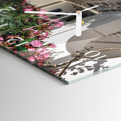 Quadratische wanduhr Blumenallee