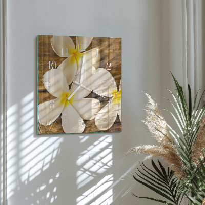 Quadratische wanduhr modern Blumen