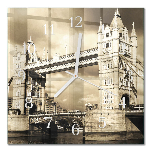 Wanduhr mit motiv quadratisch London Bridge in Sepia
