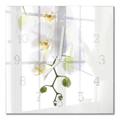 Moderne wanduhr quadratisch Orchidee