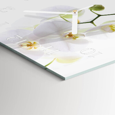 Moderne wanduhr quadratisch Orchidee