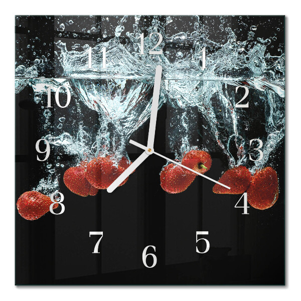 Quadratische wanduhr modern Erdbeeren