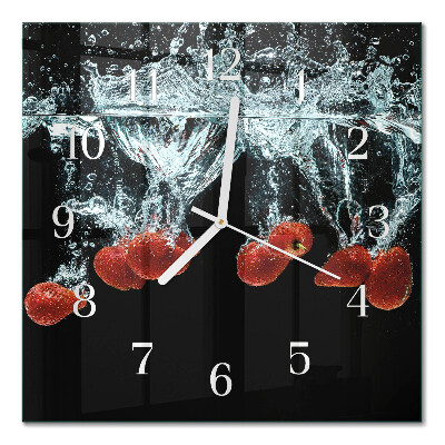 Quadratische wanduhr modern Erdbeeren