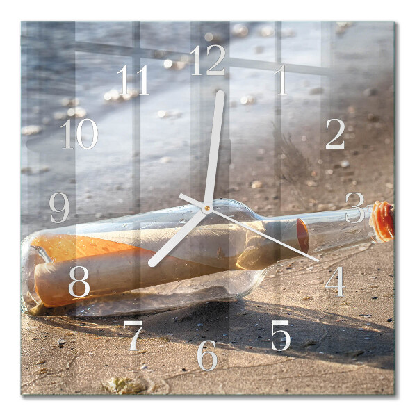 Quadratische wanduhr Flaschenpost