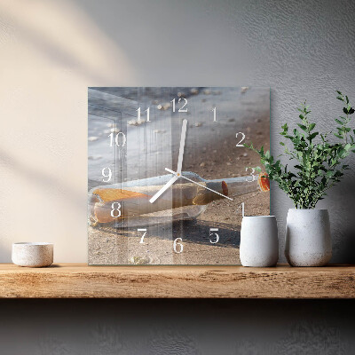 Quadratische wanduhr Flaschenpost