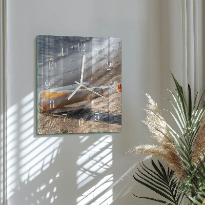 Quadratische wanduhr Flaschenpost