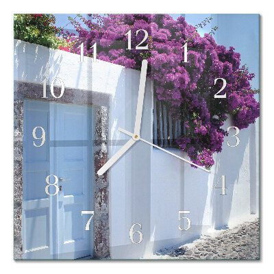 Glasuhr quadratisch Blumen für Zuhause