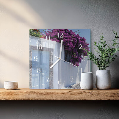 Glasuhr quadratisch Blumen für Zuhause