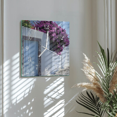 Glasuhr quadratisch Blumen für Zuhause