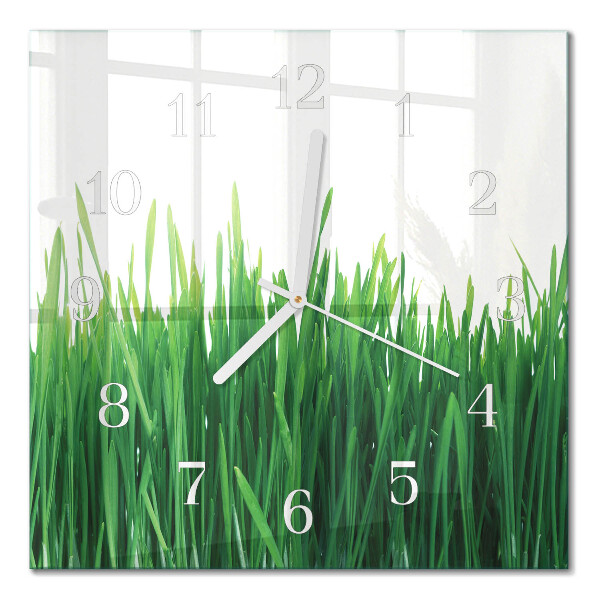 Quadratische wanduhr modern Gras