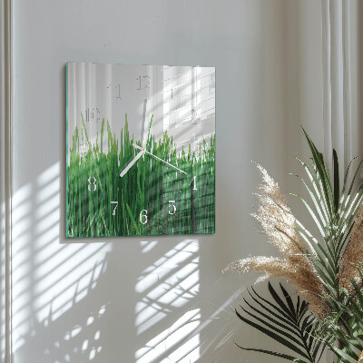Quadratische wanduhr modern Gras