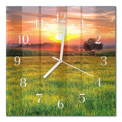 Wanduhr mit motiv quadratisch Wiesenlandschaft
