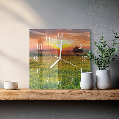 Wanduhr mit motiv quadratisch Wiesenlandschaft