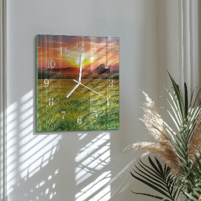 Wanduhr mit motiv quadratisch Wiesenlandschaft