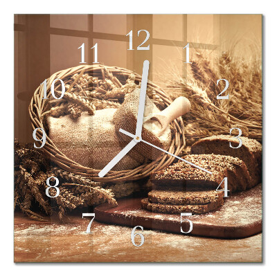 Quadratische wanduhr Brot