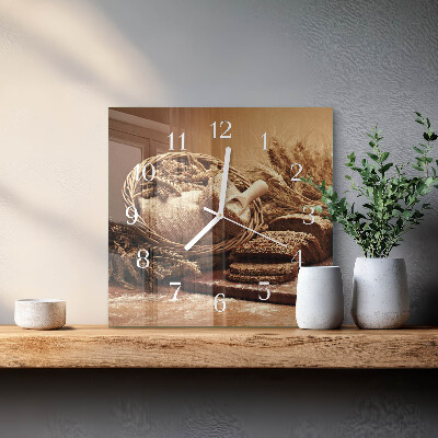 Quadratische wanduhr Brot