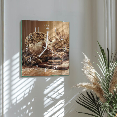 Quadratische wanduhr Brot