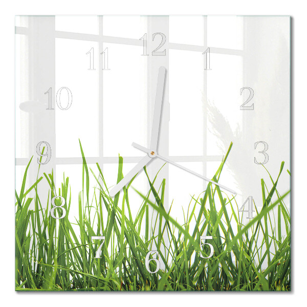 Quadratische wanduhr modern Gras