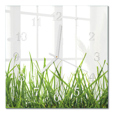 Quadratische wanduhr modern Gras