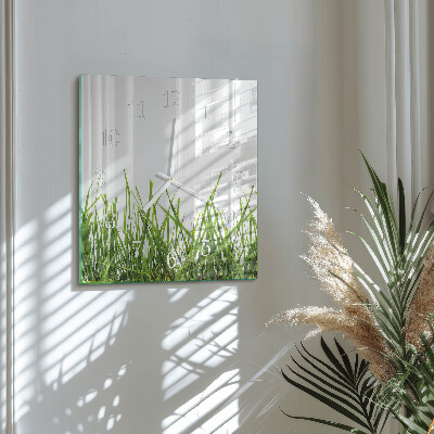 Quadratische wanduhr modern Gras