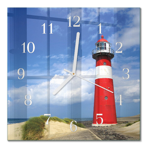 Quadratische wanduhr Leuchtturm