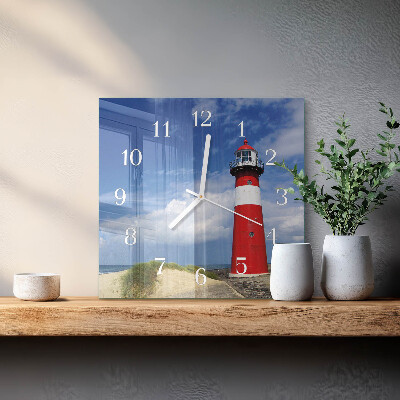 Quadratische wanduhr Leuchtturm