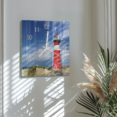 Quadratische wanduhr Leuchtturm