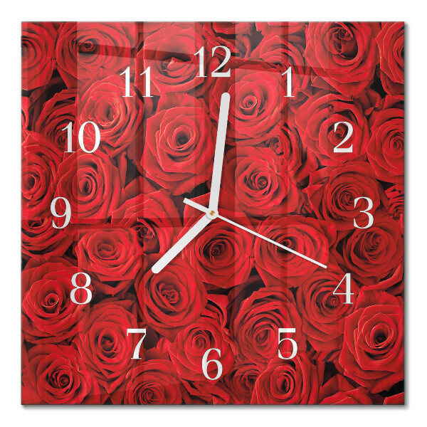 Quadratische wanduhr modern Rosen