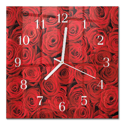 Quadratische wanduhr modern Rosen