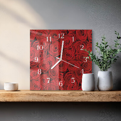 Quadratische wanduhr modern Rosen