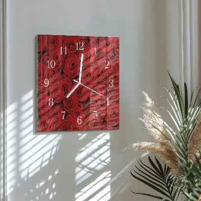 Quadratische wanduhr modern Rosen
