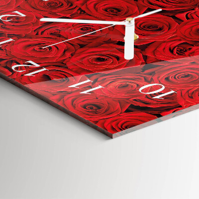 Quadratische wanduhr modern Rosen