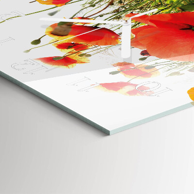 Quadratische wanduhr Mohnblumen