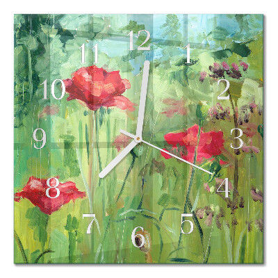 Wanduhr mit motiv quadratisch Mohnblumen