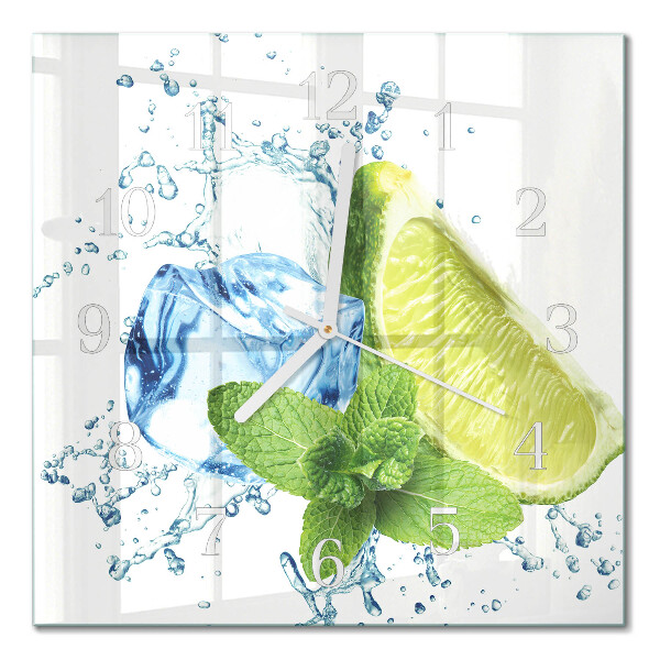 Moderne wanduhr quadratisch Limette und Minze