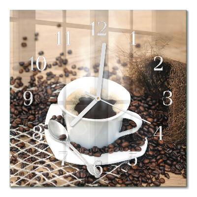 Quadratische wanduhr modern Eine Tasse Kaffee