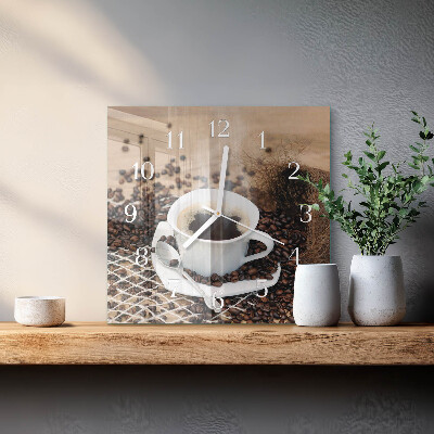 Quadratische wanduhr modern Eine Tasse Kaffee