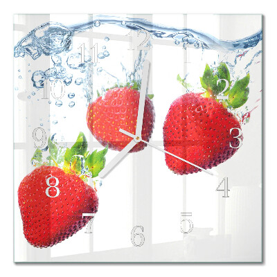 Moderne wanduhr quadratisch Erdbeeren