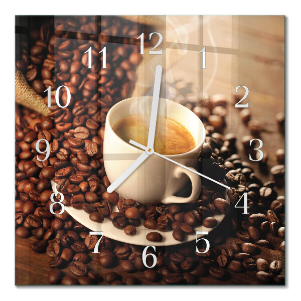 Quadratische wanduhr Eine Tasse Kaffee
