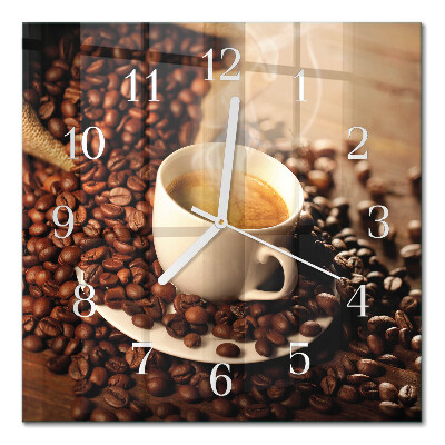 Quadratische wanduhr Eine Tasse Kaffee