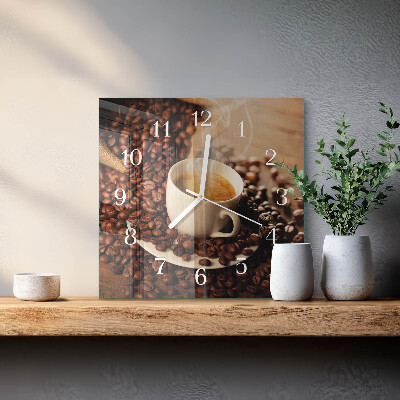 Quadratische wanduhr Eine Tasse Kaffee