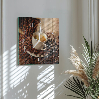 Quadratische wanduhr Eine Tasse Kaffee