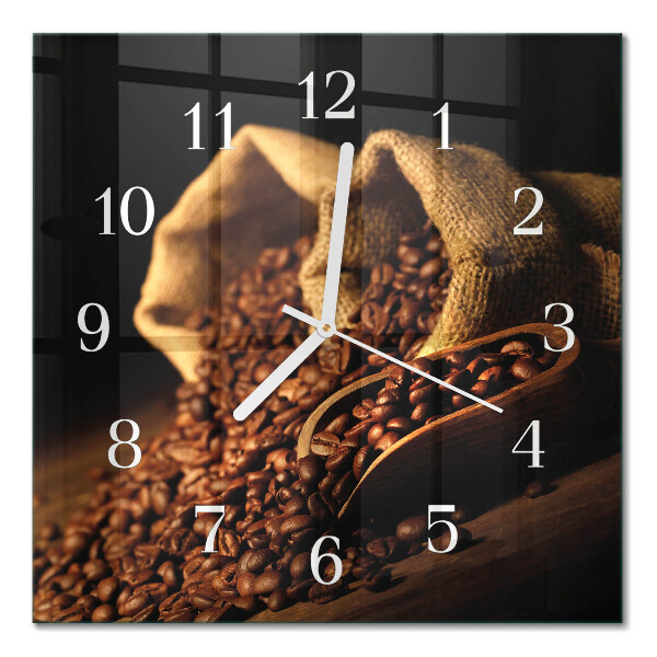 Quadratische wanduhr modern Kaffeebohnen