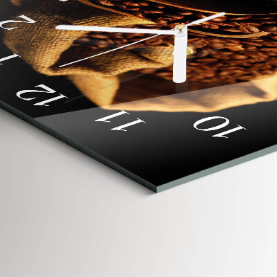 Quadratische wanduhr modern Kaffeebohnen