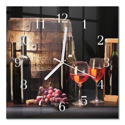 Moderne wanduhr quadratisch Ein Fass Wein