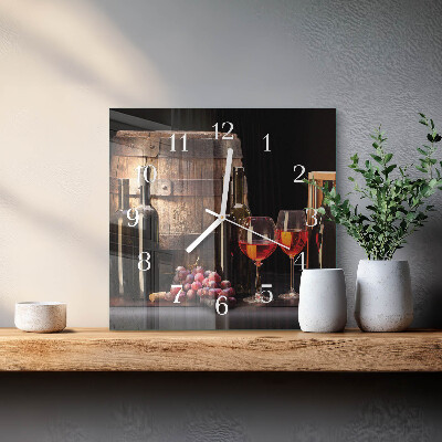 Moderne wanduhr quadratisch Ein Fass Wein