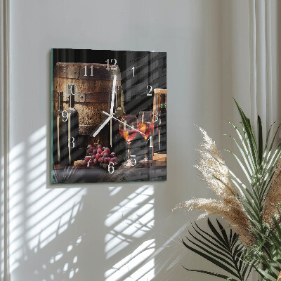Moderne wanduhr quadratisch Ein Fass Wein
