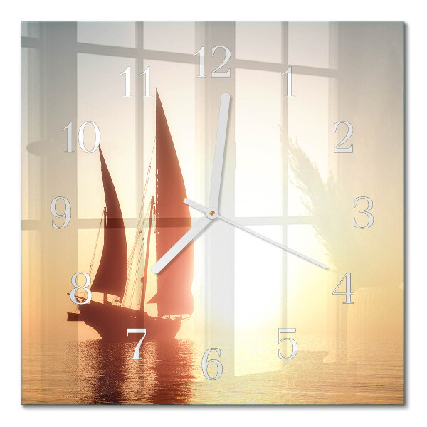 Wanduhr mit motiv quadratisch Segelboot