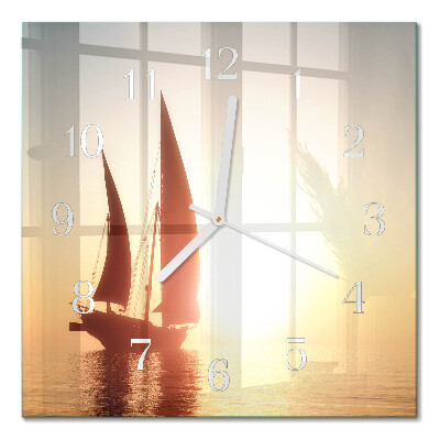 Wanduhr mit motiv quadratisch Segelboot