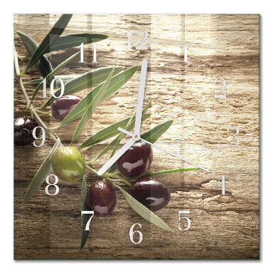 Quadratische wanduhr Oliven